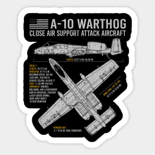 A-10 Warthog Blueprint US Aircraft Plane USAF Airplane Sticker